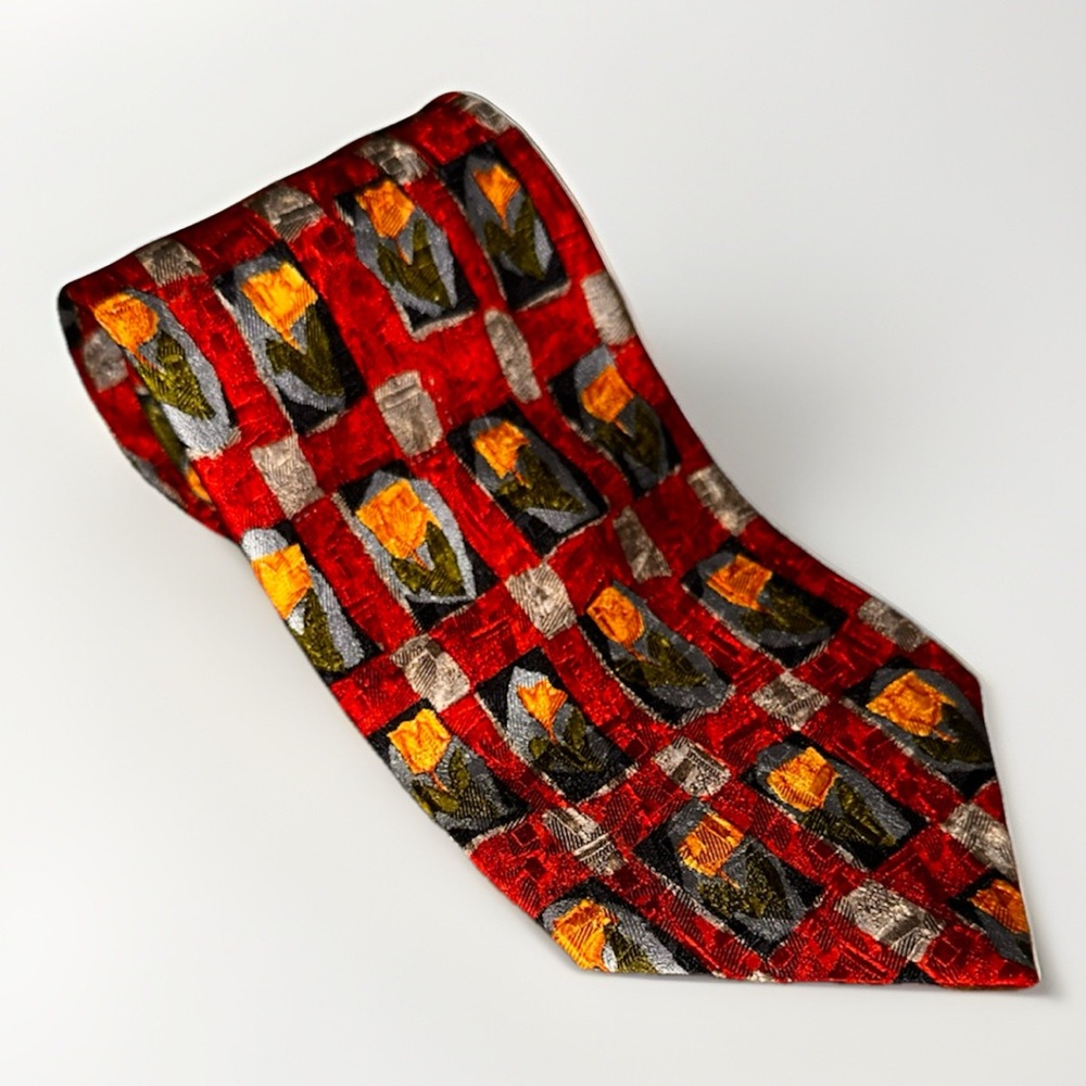 ERMENEGILDO Zegno Diseono Esclusivo Men’s tie 100% Silk Made in Italy Flower